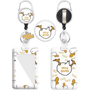 Funny Badge Holder with Pendant and Retractable Badge Reel Clip Opossum Name Tag Vertical ID Protector Nurse Office Staff Student