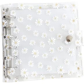 Clear Daisy Binder Cover Transparent PVC Notebook Folder Cover Loose Leaf Binder Protector with Snap Button Closure Journal Binder Cover