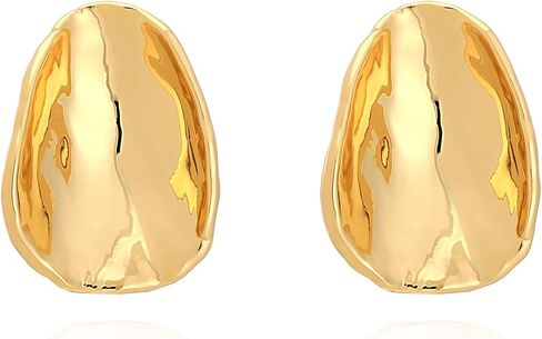 Milan Chiva 14K Gold Statement Stud Earrings for Women Trendy Gold Plated Dainty Geometric Dangle Jewelry in Kuwait