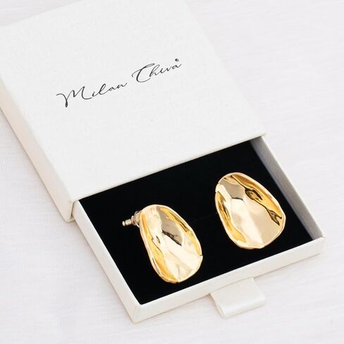 Milan Chiva 14K Gold Statement Stud Earrings for Women Trendy Gold Plated Dainty Geometric Dangle Jewelry in Kuwait