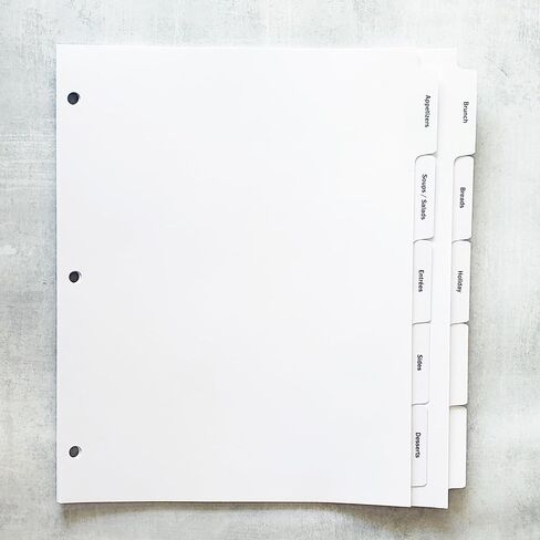 PRE-Printed Recipe Binder Index TAB DIVIDERS – Sets of 10. Helpful Categories Turn Any Binder into a Recipe Book in Kuwait
