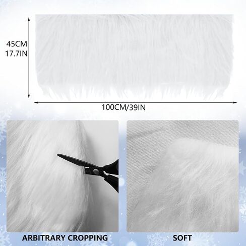 Faux Fur Fabric Christmas Winter Squares Shaggy Fur Fabric Patches Red 18x40 Inch for DIY Craft Hobby Halloween Winter Costume Decoration in Kuwait