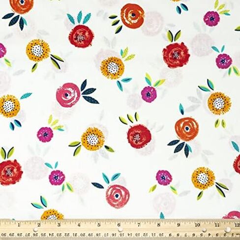 Stitch & Sparkle Cotton 44 "Whirlwind Coral Color Shicing by The Yard in Kuwait