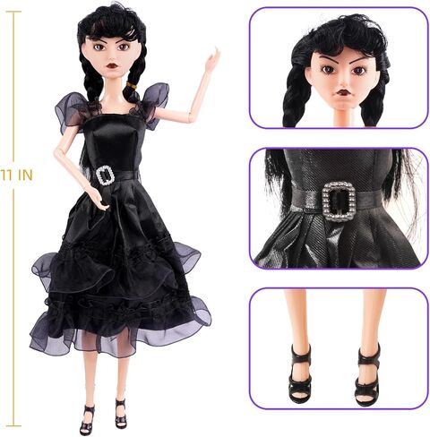 10'' Girls Dolls with Gift Box, Academy Uniform with Black Dress, Black High Heels, Black Hair, Great Toy Gift for Girls Kids in Kuwait
