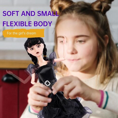10'' Girls Dolls with Gift Box, Academy Uniform with Black Dress, Black High Heels, Black Hair, Great Toy Gift for Girls Kids in Kuwait