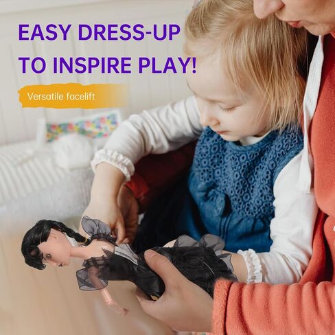 10'' Girls Dolls with Gift Box, Academy Uniform with Black Dress, Black High Heels, Black Hair, Great Toy Gift for Girls Kids in Kuwait