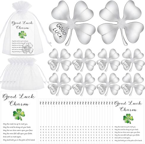 رموز عيد القديس باتريك وضعت أربع رموز برسيم من أوراق الرموز المميزة الرموز المميزة لوكيل لاكينات جيب الرموز الرموز القصيدة النعمة أبيض أكياس أورجانيات محظوظة الأيرلندية الهدايا (الذهب ، 25 جهاز كمبيوتر) in Kuwait