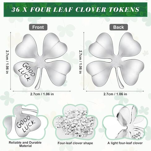 رموز عيد القديس باتريك وضعت أربع رموز برسيم من أوراق الرموز المميزة الرموز المميزة لوكيل لاكينات جيب الرموز الرموز القصيدة النعمة أبيض أكياس أورجانيات محظوظة الأيرلندية الهدايا (الذهب ، 25 جهاز كمبيوتر) in Kuwait