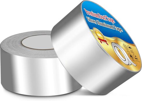 Duct Tape Heavy Duty Waterproof, Aluminum Foil Tape, Silver Insulation Adhesive Metal Tape for Duct Work, Dryer Vent, HVAC, High Temperature 2 inch *22yds （2 Pack） in Saudi Arabia