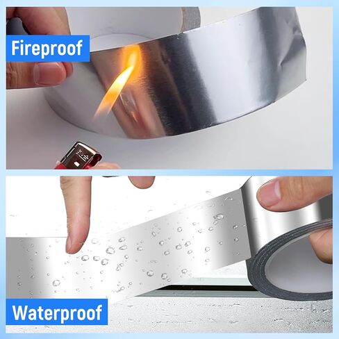 Duct Tape Heavy Duty Waterproof, Aluminum Foil Tape, Silver Insulation Adhesive Metal Tape for Duct Work, Dryer Vent, HVAC, High Temperature 2 inch *22yds （2 Pack） in Saudi Arabia