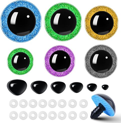 Safety Eyes and Noses, 462Pcs Black Plastic Stuffed Crochet Eyes with Washers for Crafts in Kuwait