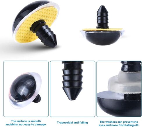 Safety Eyes and Noses, 462Pcs Black Plastic Stuffed Crochet Eyes with Washers for Crafts in Kuwait