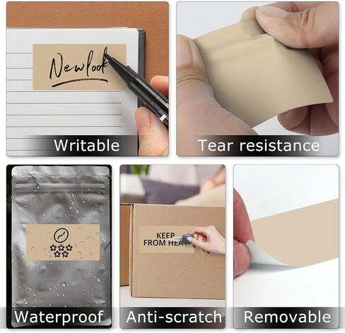 Khaki Direct Thermal Labels Vinyl 3 × 2 بوصة ملصقات مستطيلات ذاتية لاصقة لفة طابعة مقاومة للماء علامة اسم علامة QR Code DIY Office Office 500 PCS in Kuwait