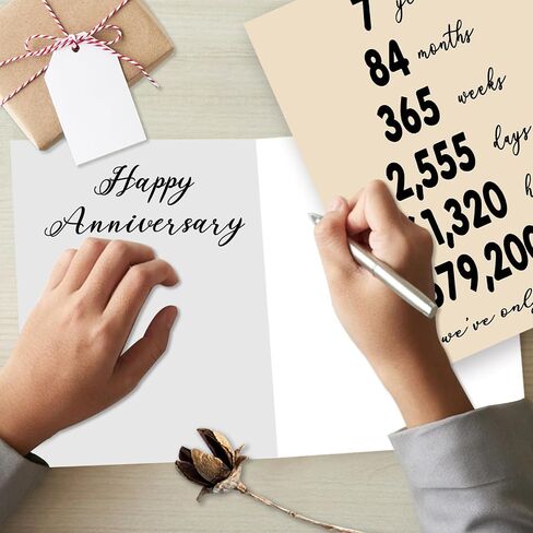 Yikalus Vintage 7th Card Card Wedding Anniversary للزوج زوجة ، بطاقة Big Seven Year in Kuwait