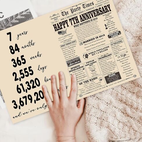 Yikalus Vintage 7th Card Card Wedding Anniversary للزوج زوجة ، بطاقة Big Seven Year in Kuwait