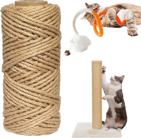 Natural Sisal Rope for Cat Scratcher,1/4 inch,164Ft,Natural Jute Rope for Cat Scratcher Repair and DIY Tree, Recovering, Hemp Twine Rope for Cat Scratching Post Tower Replacement with Chew Toy in Kuwait