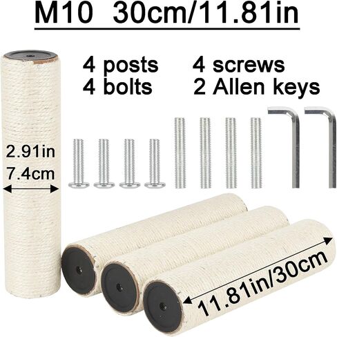 4 PCS 7.4cm 2.91in قطر القطر خدش Post Post استبدال القطب السيزال (35 سم/13.78in ، M8) in Kuwait