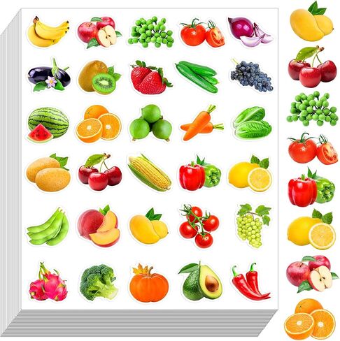 600pcs فواكه ملصقات الخضار للأطفال ، والفواكه صور الخضار ملصقات ، وملصقات فواكه الطعام الواقعية لفصل الفصول الدراسية. in Kuwait