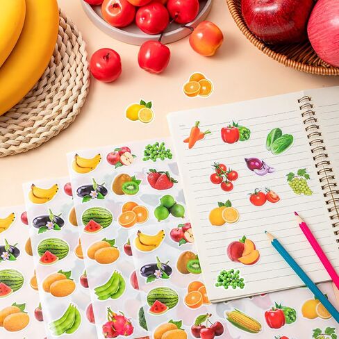 600pcs فواكه ملصقات الخضار للأطفال ، والفواكه صور الخضار ملصقات ، وملصقات فواكه الطعام الواقعية لفصل الفصول الدراسية. in Kuwait