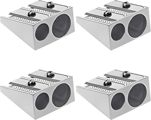 Silver Magnesium Pencil Sharpener Survival, Magnesium Pencil Sharpeners Metal, 2-Hole Pencil Sharpener Magnesium Alloy Wedge Profile, Pencil Sharpener Magnesium Writing and Correction Supplies (4) in Kuwait