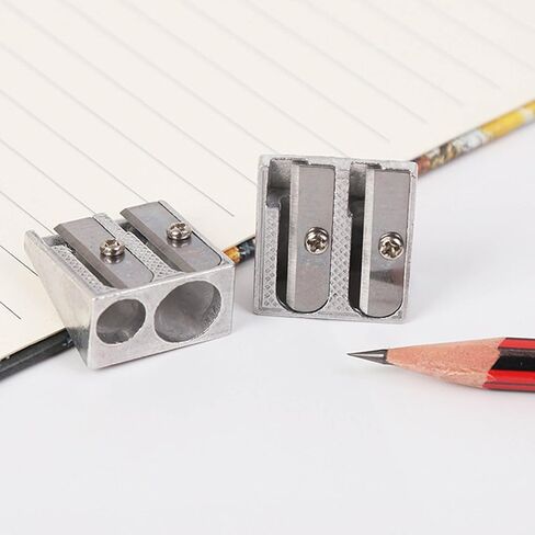 Silver Magnesium Pencil Sharpener Survival, Magnesium Pencil Sharpeners Metal, 2-Hole Pencil Sharpener Magnesium Alloy Wedge Profile, Pencil Sharpener Magnesium Writing and Correction Supplies (4) in Kuwait