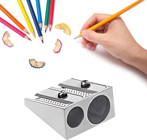 Silver Magnesium Pencil Sharpener Survival, Magnesium Pencil Sharpeners Metal, 2-Hole Pencil Sharpener Magnesium Alloy Wedge Profile, Pencil Sharpener Magnesium Writing and Correction Supplies (4) in Kuwait