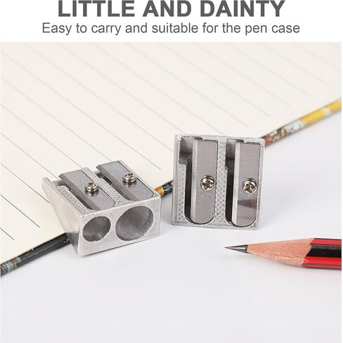 Silver Magnesium Pencil Sharpener Survival, Magnesium Pencil Sharpeners Metal, 2-Hole Pencil Sharpener Magnesium Alloy Wedge Profile, Pencil Sharpener Magnesium Writing and Correction Supplies (4) in Kuwait
