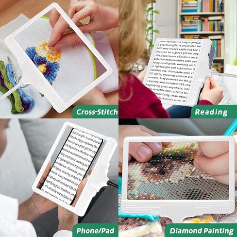 5X Rechargeable Floor Magnifying Glass with Light and Stand,43 LED Flexible Hands Free Magnifying Lamp,2-in-1 Large Lighted Magnifiers for Reading,Sewing,Crafts,Painting,Close Work,DIY Black in Kuwait