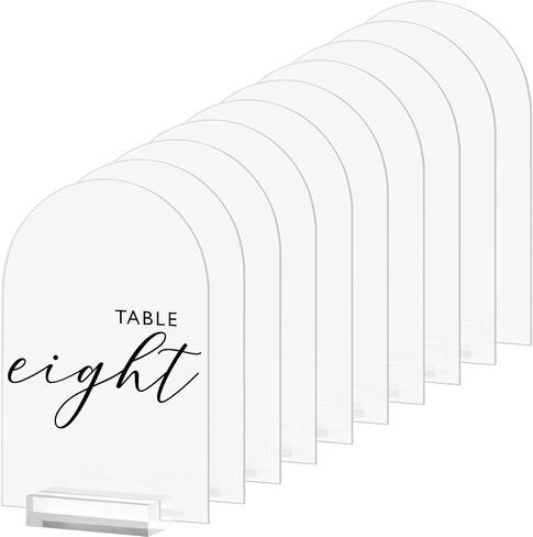 5x7 Inch Frosted Arch Acrylic Signs with Clear Stand - 10 Pack DIY Wedding Table Number Signs in Kuwait
