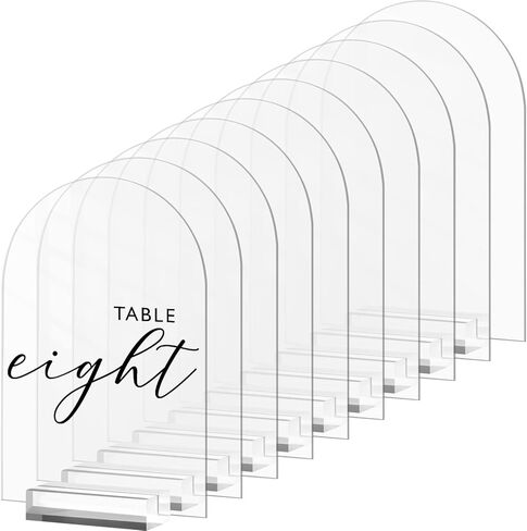 5x7 Inch Frosted Arch Acrylic Signs with Clear Stand - 10 Pack DIY Wedding Table Number Signs in Kuwait