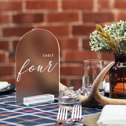 5x7 Inch Frosted Arch Acrylic Signs with Clear Stand - 10 Pack DIY Wedding Table Number Signs in Kuwait