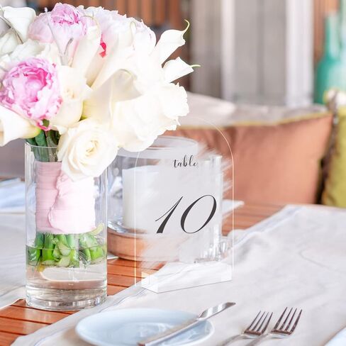 5x7 Inch Frosted Arch Acrylic Signs with Clear Stand - 10 Pack DIY Wedding Table Number Signs in Kuwait