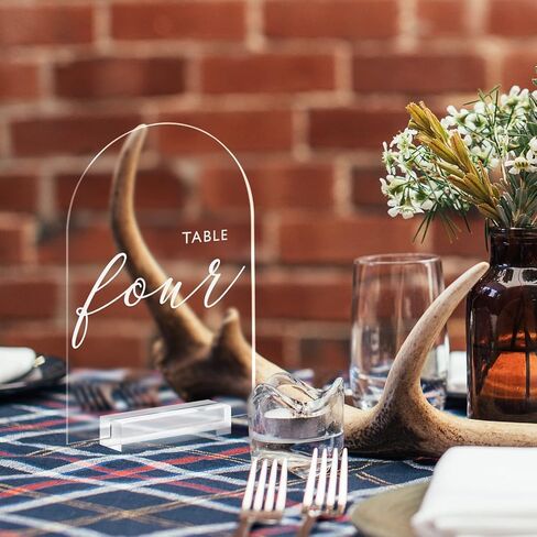 5x7 Inch Frosted Arch Acrylic Signs with Clear Stand - 10 Pack DIY Wedding Table Number Signs in Kuwait