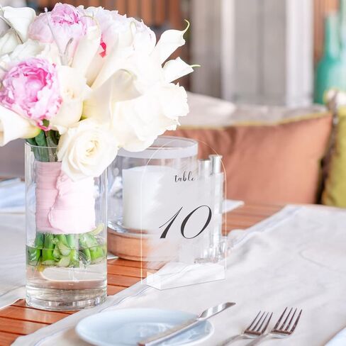 5x7 Inch Frosted Arch Acrylic Signs with Clear Stand - 10 Pack DIY Wedding Table Number Signs in Kuwait