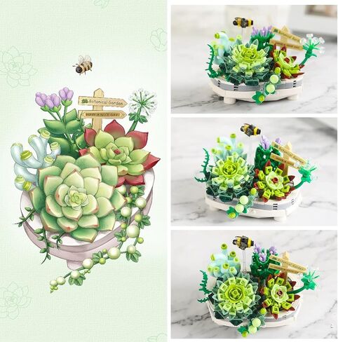Mini Succulent Bonsai Model, 389 pcs, Creative DIY Simulation Mini Pellet Bonsai Series Building Toys 6+ in Saudi Arabia
