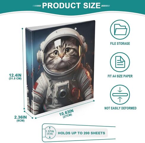 Nander 3 Ring Binder,Moth and Moon Binder with Clipboard（ Letter Size）,Cute Binder Organizer for Work,School,Office and Business Supplies in Kuwait