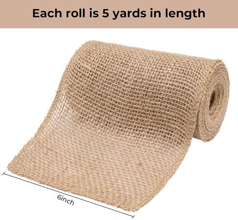 6 Inch Natural Burlap Fabric Roll 10 Yards Natural Jute Fabric Ribbon,Natural Jute Burlap Ribbon for DIY Gift Wrapping Craft Projects Wedding Christmas Home Decoration (15 cm,6 in) in Saudi Arabia