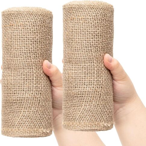 6 Inch Natural Burlap Fabric Roll 10 Yards Natural Jute Fabric Ribbon,Natural Jute Burlap Ribbon for DIY Gift Wrapping Craft Projects Wedding Christmas Home Decoration (15 cm,6 in) in Saudi Arabia