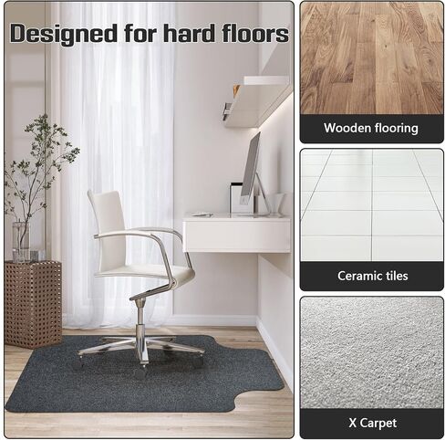 2 Pack Office Rolling Chair Mat for Carpet & Hardwood Floor 36"x48" Desk Chair Mat Extended Lip for Carpeted Floor Rolling Computer Chair Mat for Carpet Office Chair Floor Protector with Lip-Grey in Saudi Arabia