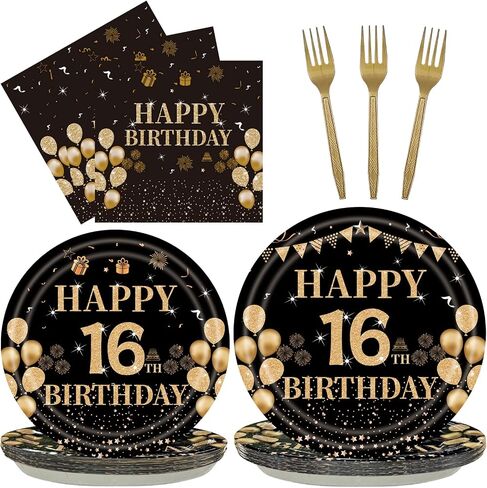96pcs لوحات حفلات عيد الميلاد السادس عشر مجموعة زخارف السوداء والذهبية تشمل لوحات الذهب السود in Kuwait