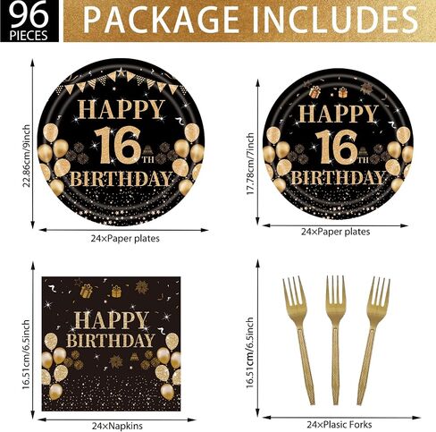 96pcs لوحات حفلات عيد الميلاد السادس عشر مجموعة زخارف السوداء والذهبية تشمل لوحات الذهب السود in Kuwait