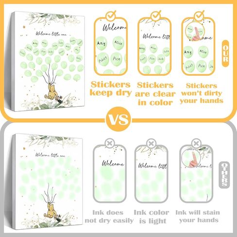 Winnie Gender Reveal Fingerprint Tree, Winnie Gender Reveal Decor Guestbook, Baby Shower Decoration for Expectant Mothers, Baby Shower Guest Book with Stickers in Kuwait