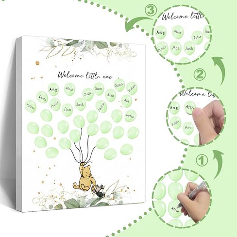 Winnie Gender Reveal Fingerprint Tree, Winnie Gender Reveal Decor Guestbook, Baby Shower Decoration for Expectant Mothers, Baby Shower Guest Book with Stickers in Kuwait