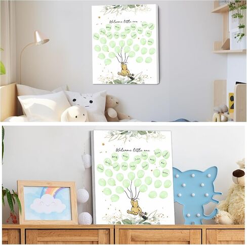 Winnie Gender Reveal Fingerprint Tree, Winnie Gender Reveal Decor Guestbook, Baby Shower Decoration for Expectant Mothers, Baby Shower Guest Book with Stickers in Kuwait