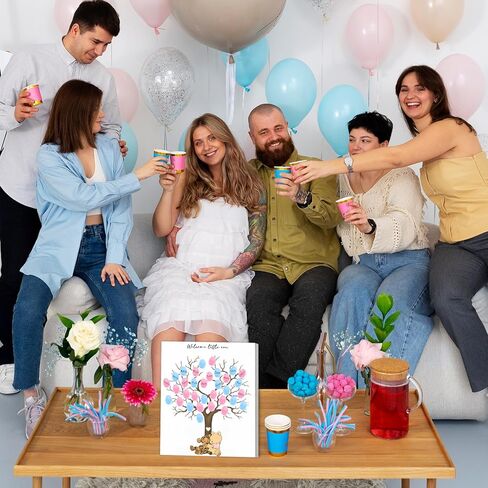 Winnie Gender تكشف شجرة بصمات الأصابع ، Winnie Gender Decor Decordbook ، زخرفة استحمام الطفل للأمهات الحوامل ، دفتر ضيوف استحمام الطفل مع ملصقات in Kuwait