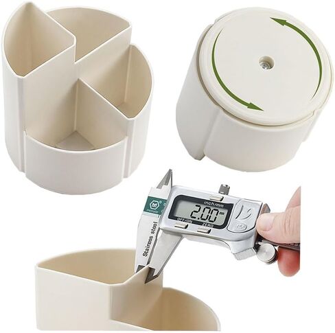 OWLFAVO Desk Pencil Pen Holder, 4 slots 360-Degree Spinning Desk Organizers, Rotating Desktop Storage Stationery Supplies for School, Home, Office, Kitchen, Makeup Brush, Ivory White in Saudi Arabia