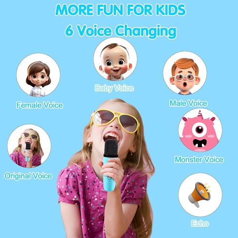 Mini Karaoke Machine, Portable Bluetooth Speaker with 2 Wireless Microphone, Toys for 3-12 Years Old Boys Gifts, Kids Karaoke Microphone Machine Toy for Party/Meeting/Adults/Kids (Blue) in Kuwait