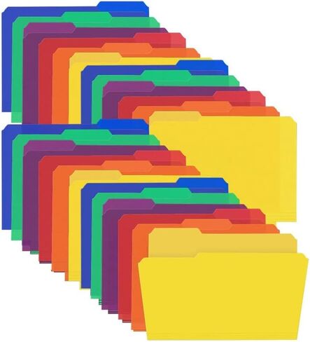 Plastic Manila File Folders 24 Pack,1/3 Cut Erasable Tabs,Heavy Duty Files Folder Letter Size,3 Tab Filing Folder Cabinet,Office Supplies Folders for Documents for Office,School,8.5 x 11,Black in Saudi Arabia