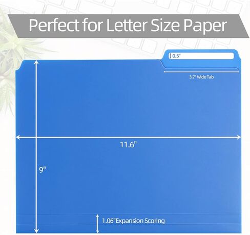 Plastic Manila File Folders 24 Pack,1/3 Cut Erasable Tabs,Heavy Duty Files Folder Letter Size,3 Tab Filing Folder Cabinet,Office Supplies Folders for Documents for Office,School,8.5 x 11,Black in Saudi Arabia