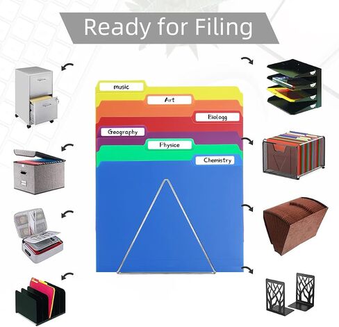 Plastic Manila File Folders 24 Pack,1/3 Cut Erasable Tabs,Heavy Duty Files Folder Letter Size,3 Tab Filing Folder Cabinet,Office Supplies Folders for Documents for Office,School,8.5 x 11,Black in Saudi Arabia